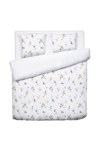 Parure de couette en satin de coton 200 fils/cm² Esquisse Floral - Blanc