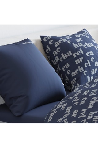 Parure de couette en flanelle de coton Signature - Bleu marine