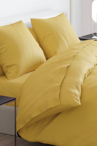 Parure de couette en satin de coton 80 fils/cm² Uni - Ocre
