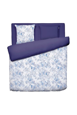 Parure de couette en percale de coton Frisson - Bleu marine