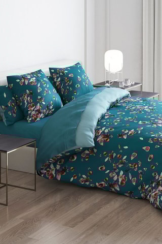 Drap plat en satin de coton 200 fils/cm² Aurore - Vert