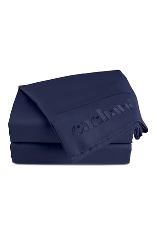 Drap plat en satin de coton 80 fils/cm² - Bleu