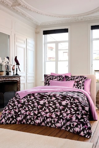 Drap plat réversible en satin de coton 80 fils/cm² Ondelia - Rose