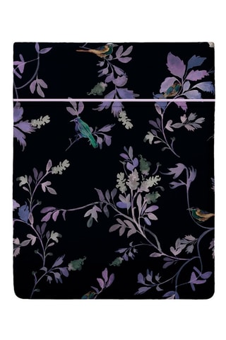 Drap plat en satin de coton 80 fils/cm² Eden Sauvage - Noir