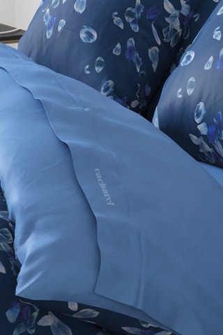 Drap plat en satin de coton 200 fils/cm² Aurore - Bleu