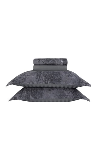 Parure de draps en satin de coton 80 fils/cm² Flore - Noir