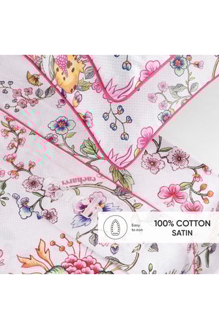 Parure de draps en satin de coton 80 fils/cm² Jardin secret  - Blanc