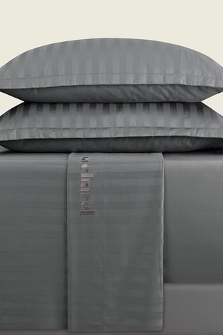 Parure de draps en satin de coton 80 fils/cm² Dobby Stripe Woven - Gris foncé