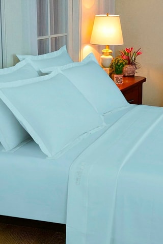 Parure de draps en satin de coton 80 fils/cm² - Bleu