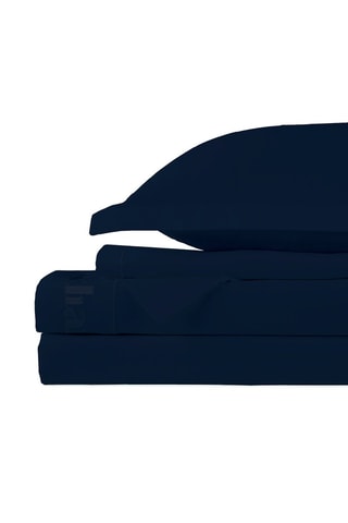 Parure de draps en satin de coton 80 fils/cm² - Bleu marine