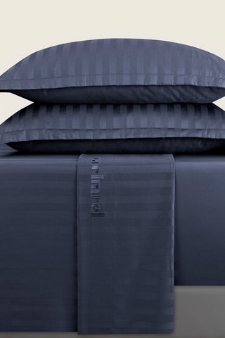 Parure de draps en satin de coton 80 fils/cm² - Bleu foncé