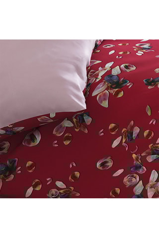 Housse de couette en satin de coton 200 fils/cm² Aurore - Rouge et rose