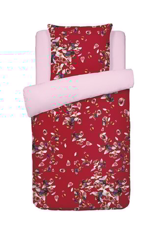 Housse de couette en satin de coton 200 fils/cm² Aurore - Rouge et rose