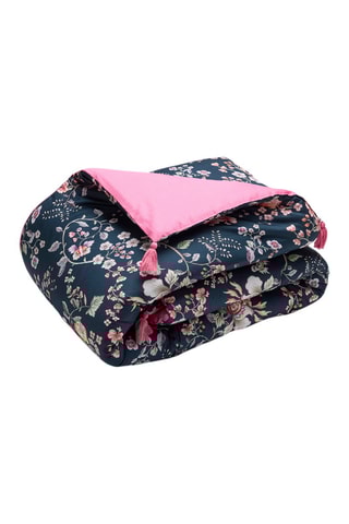 Edredon en satin de coton 80 fils/cm² Jardin Secret - Bleu foncé