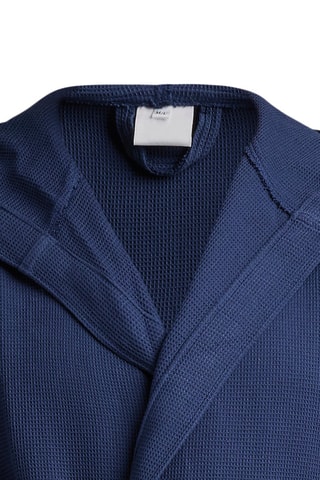 Peignoir à capuche Nid d'abeille - Bleu foncé