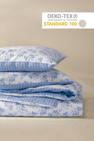 Parure de couette réversible en lin - Bleu clair