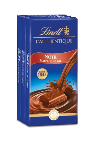 2 x Lots de 3 Tablettes 100g L'authentique noir extra fin Lindt