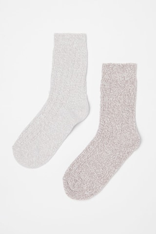 2 Paar Sokken Gemêleerd beige en gemêleerd taupe
