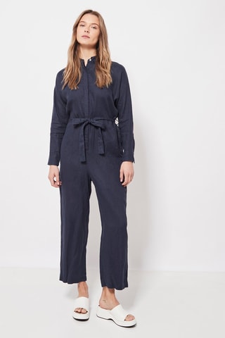 Linnen jumpsuit. Marineblauw