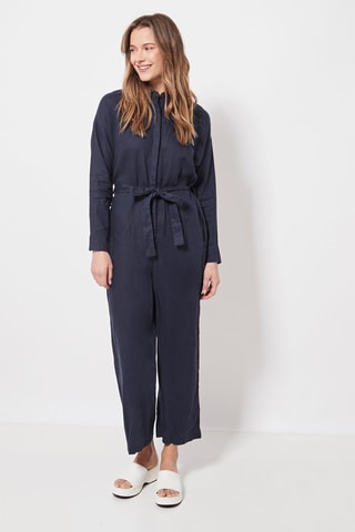 Linnen jumpsuit. Marineblauw