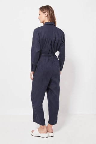 Linnen jumpsuit. Marineblauw