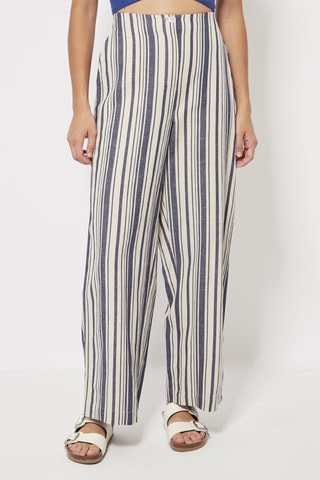 Linnen Casual Broek Blauw en Wit