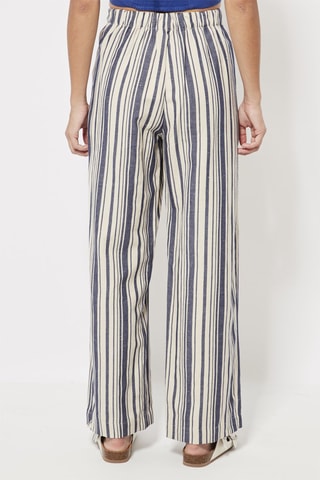 Linnen Casual Broek Blauw en Wit