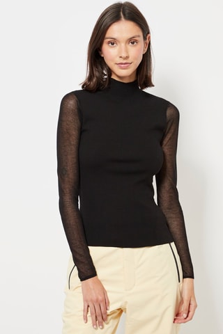 Trui van 2 Materialen - Zwart