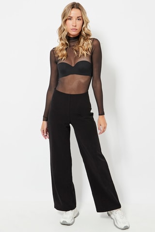 Velours Broek Hoge Taille - Zwart