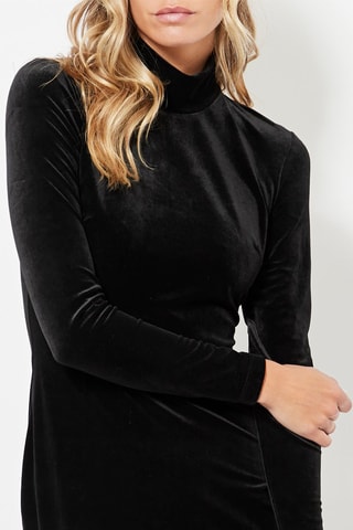 Rechte Velours Jurk - Zwart