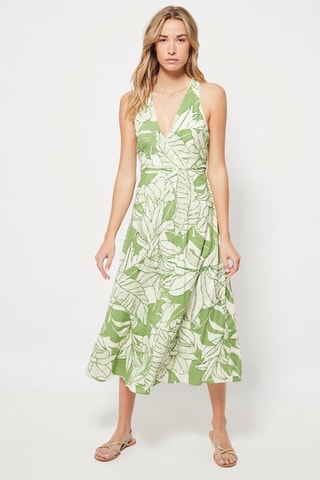 Midi-jurk. Ecru en Kaki