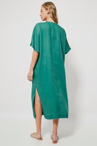 Linnen Rechte Jurk Groen