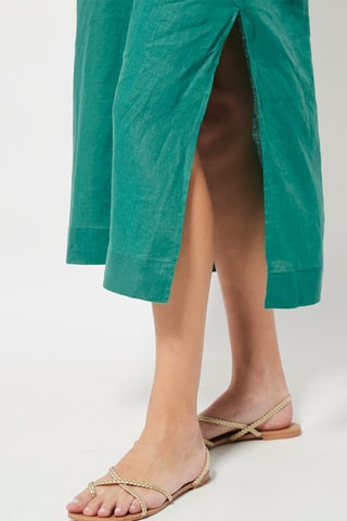 Linnen Rechte Jurk Groen