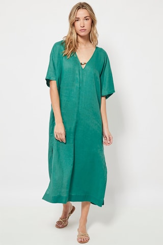 Linnen Rechte Jurk Groen
