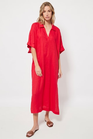 Linnen Lange Jurk Rood