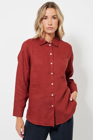 Linnen Blouse - Bordeauxrood