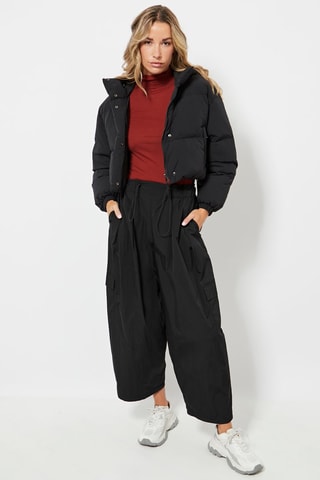 Gewatteerde Jas met Capuchon - Zwart