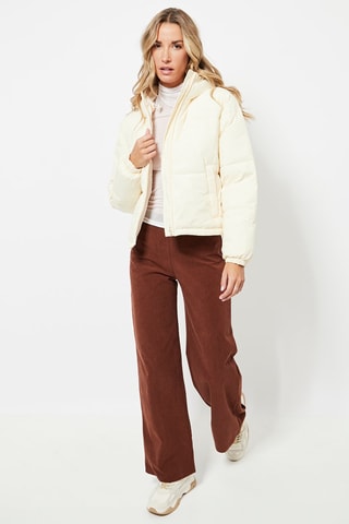 Gewatteerde Jas met Capuchon - Ecru