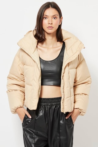 Gewatteerde Jas met Capuchon - Beige