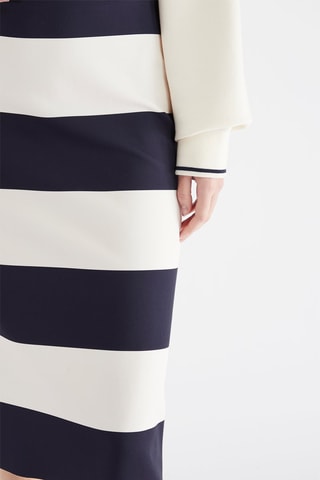 Rechte Rok Hoge Taille - Marineblauw en Wit