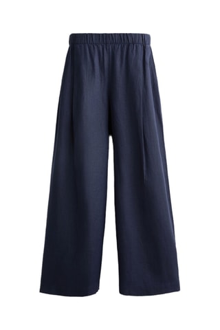 Linnen Broek Wide Legs - Marineblauw