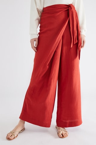 Linnen Broek Hoge Taille - Rood