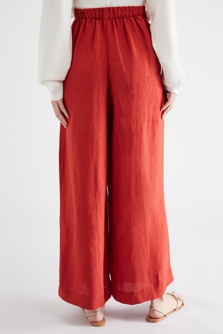 Linnen Broek Hoge Taille - Rood