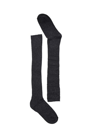 Hoge Wollen en Kasjmier Sokken - Gemêleerd Antraciet