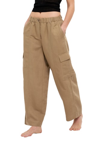 Linnen Cargobroek - Beige