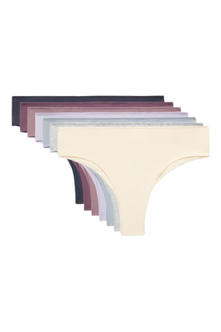 7 Tanga's - Paars en Gemêleerd Grijs