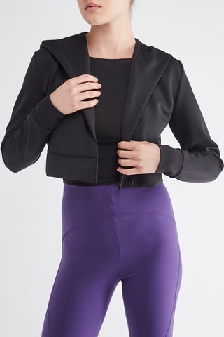 Kort jasje met capuchon - Zwart