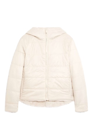 Dubbelzijdige gewatteerde jas met capuchon - Poederroze