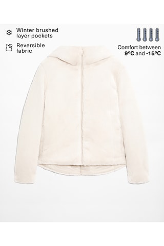 Dubbelzijdige gewatteerde jas met capuchon - Poederroze