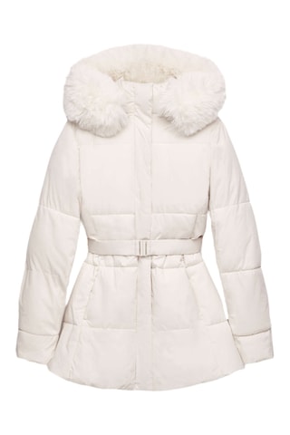 Gewatteerde Jas met Capuchon - Ecru